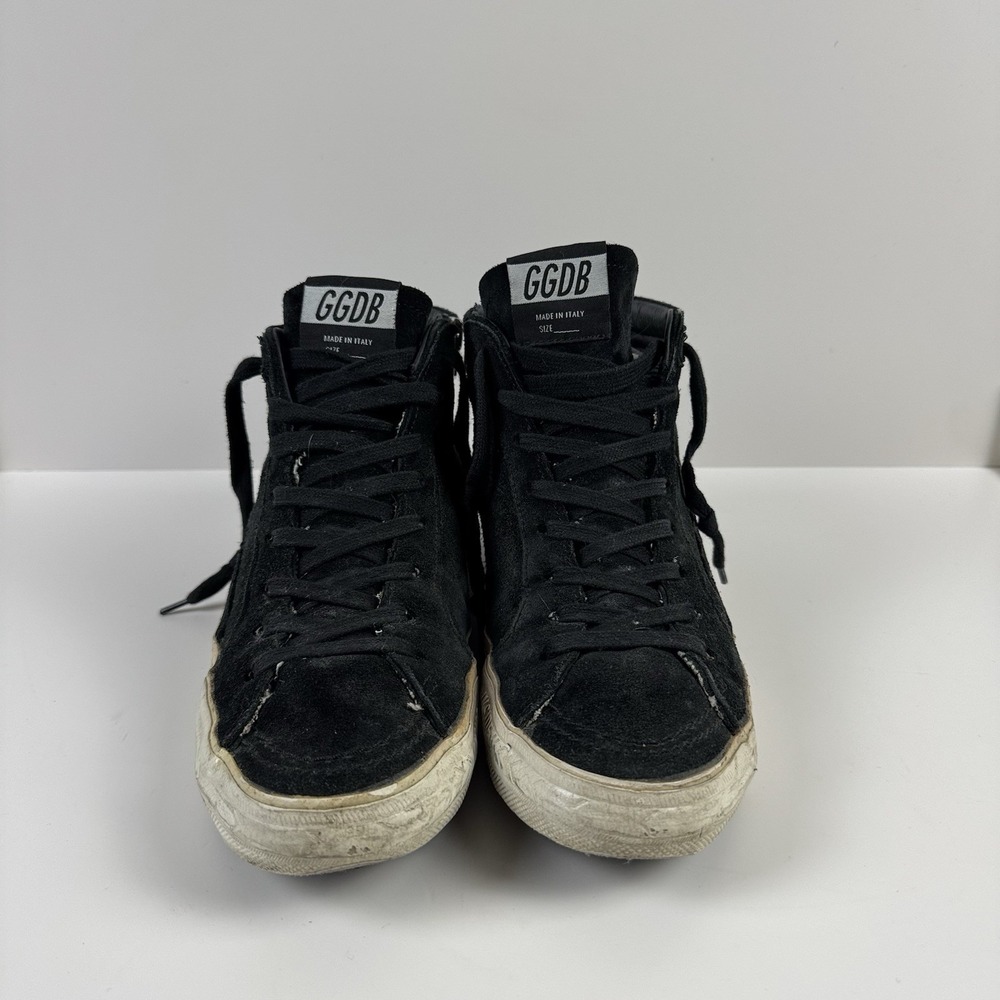 Golden Goose‎ Slide High Top Sneakers Trainers Black Suede Lace Up Sz 37 US 6.5 - Picture 2 of 7